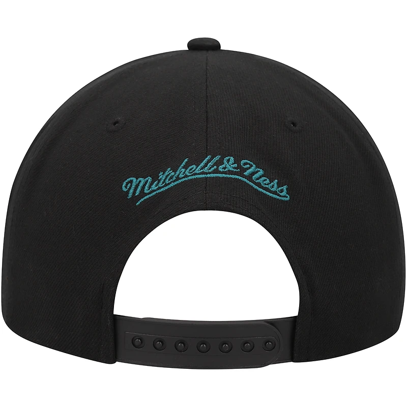 Casquette Snapback noire Mitchell & Ness San Jose Sharks Core Team Script 2.0 pour hommes