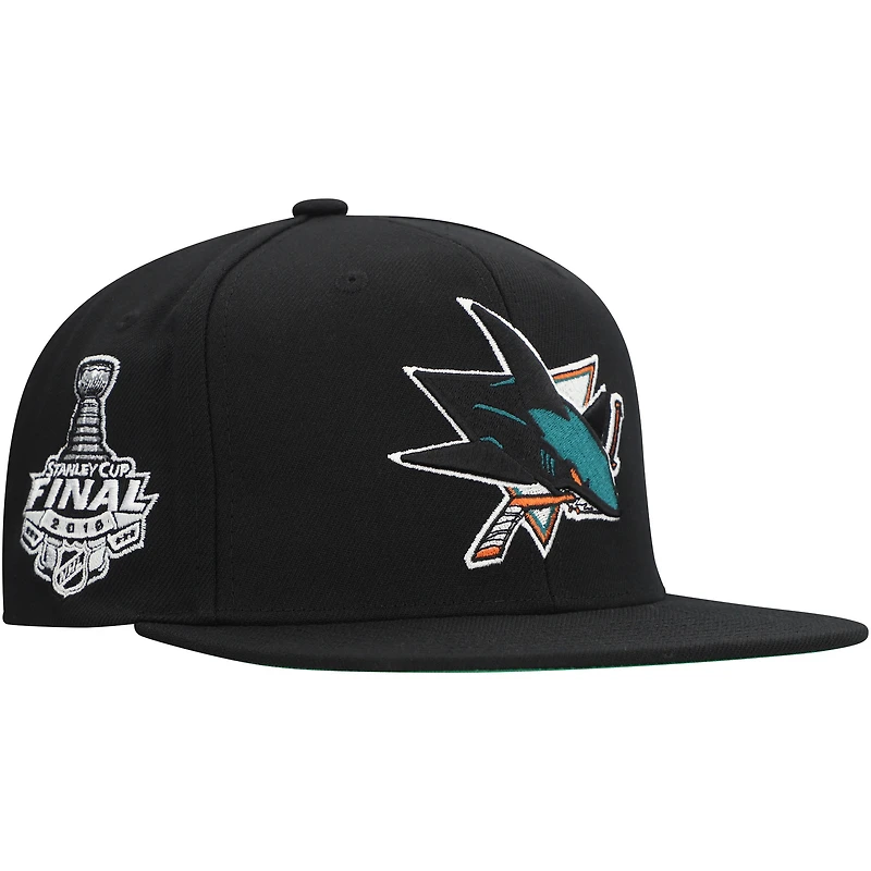 Casquette Snapback Mitchell & Ness San Jose Sharks Core Top Spot noire pour hommes