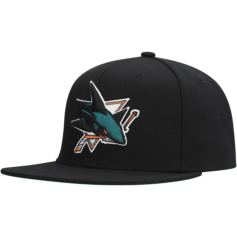 Casquette Snapback Mitchell & Ness San Jose Sharks Core Top Spot noire pour hommes