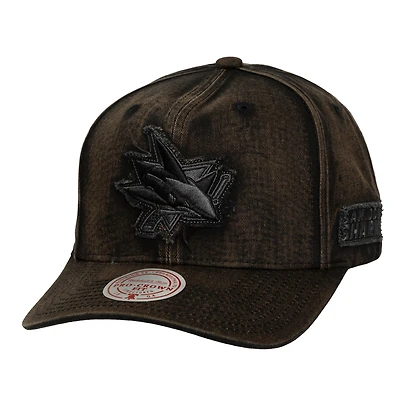 Men's Mitchell & Ness  Black San Jose Sharks Downtown Snow Wash Pro-Crown Adjustable Hat