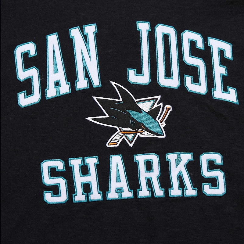 T-shirt flammé légendaire des Sharks de San Jose noir Mitchell & Ness pour hommes
