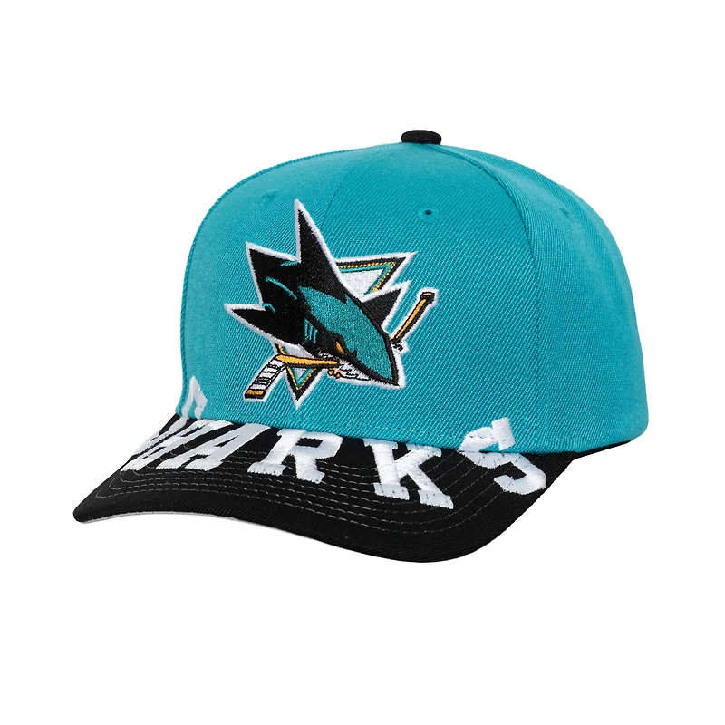 Men's Mitchell & Ness Teal/Black San Jose Sharks Underarch Two-Tone Pro Crown Snapback Hat
