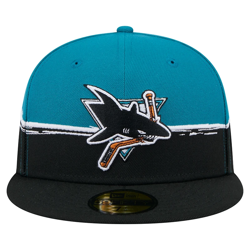 Men's New Era Black/Teal San Jose Sharks Vintage Color Dip 59FIFTY Fitted Hat