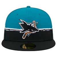 Men's New Era Black/Teal San Jose Sharks Vintage Color Dip 59FIFTY Fitted Hat