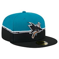 Men's New Era Black/Teal San Jose Sharks Vintage Color Dip 59FIFTY Fitted Hat