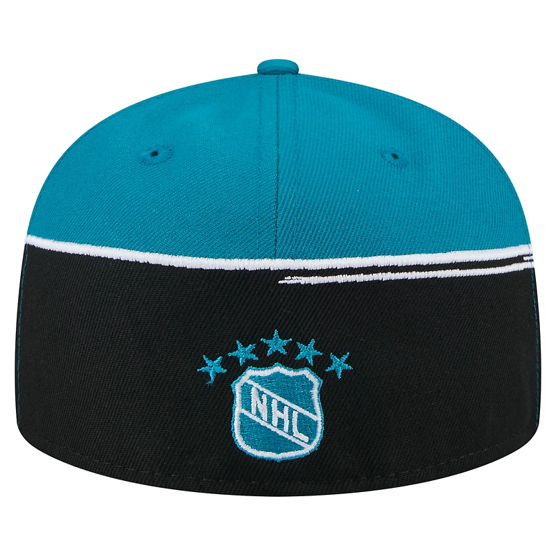 Men's New Era Black/Teal San Jose Sharks Vintage Color Dip 59FIFTY Fitted Hat
