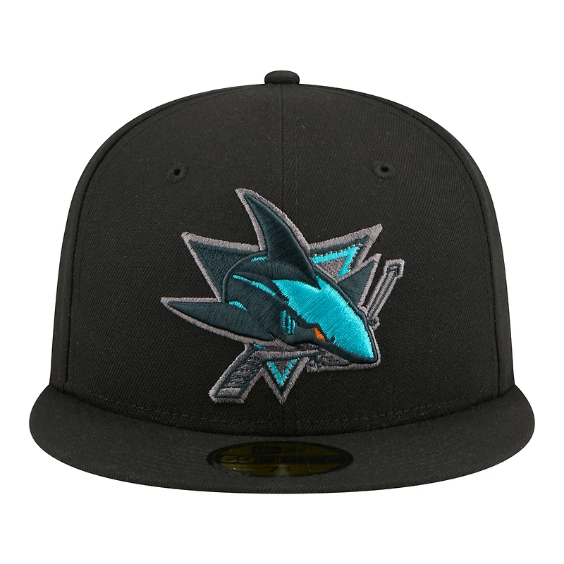 Men's New Era Black San Jose Sharks Color Pop 59FIFTY Fitted Hat