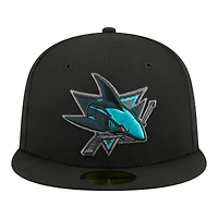 Men's New Era Black San Jose Sharks Color Pop 59FIFTY Fitted Hat