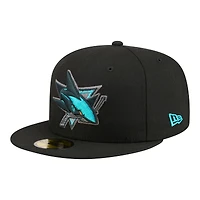 Casquette ajustée New Era 59FIFTY pour homme, noire, San Jose Sharks, coloris pop
