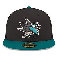 Men's New Era  Black San Jose Sharks Core Logo Two-Tone 59FIFTY Fitted Hat