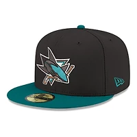 Men's New Era  Black San Jose Sharks Core Logo Two-Tone 59FIFTY Fitted Hat