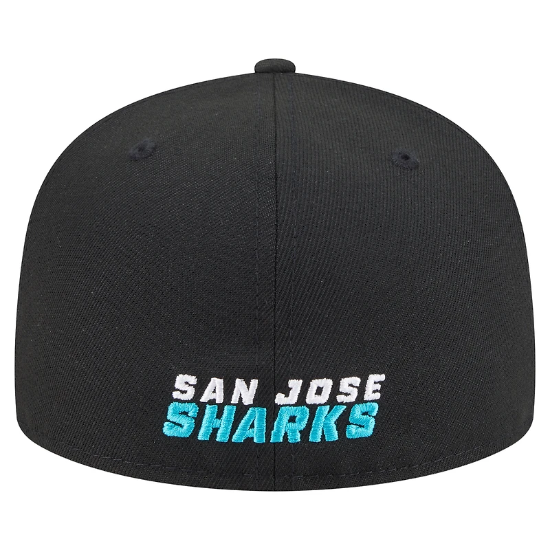 Casquette ajustée New Era Deceptor 59FIFTY noire pour homme des Sharks de San Jose