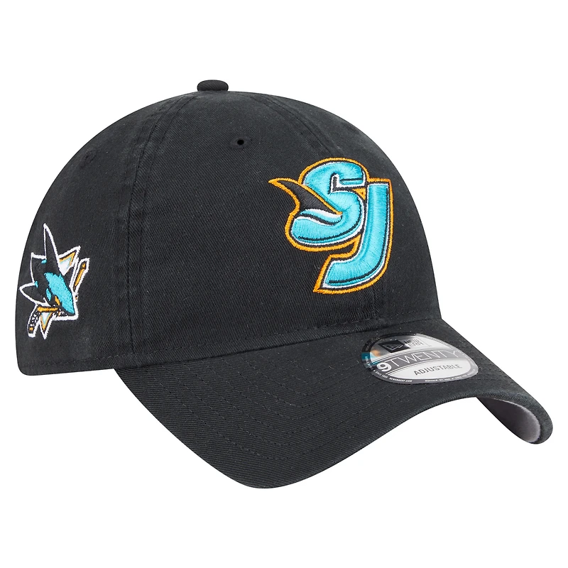 Men's New Era Black San Jose Sharks Deceptor 9TWENTY Adjustable Hat