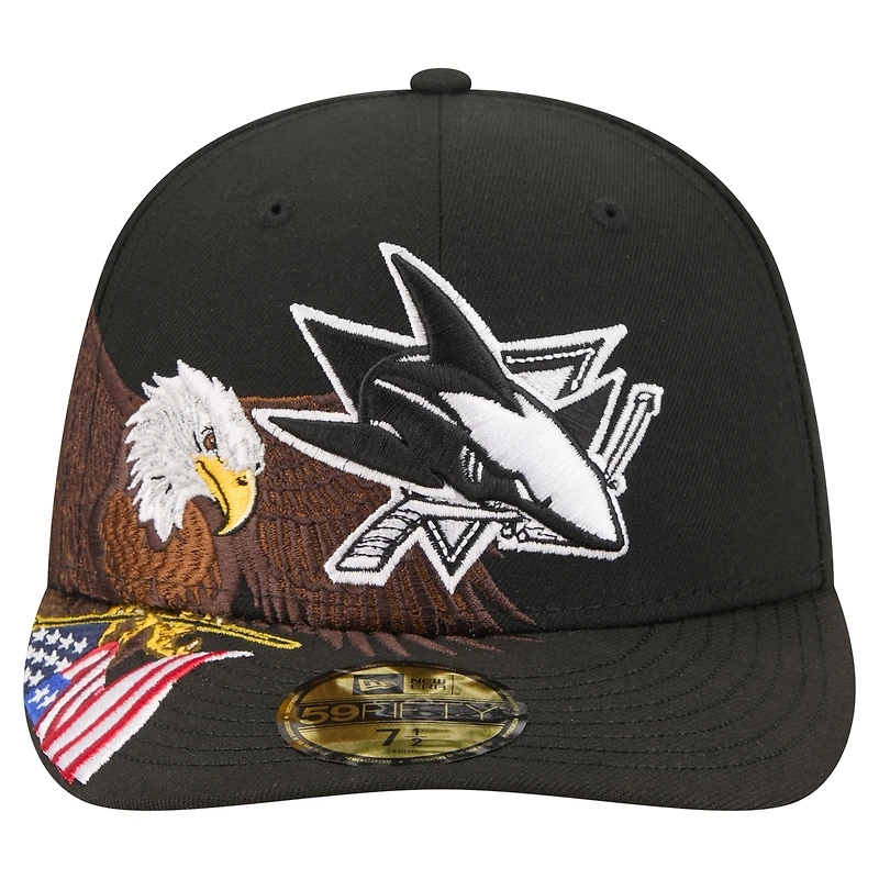 Men's New Era  Black San Jose Sharks Freedom Pre-Curved 59FIFTY Fitted Hat