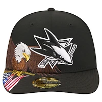 Men's New Era  Black San Jose Sharks Freedom Pre-Curved 59FIFTY Fitted Hat