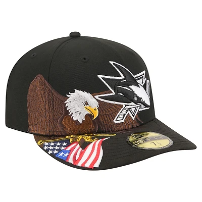 Casquette ajustée New Era Freedom 59FIFTY noire pour homme, San Jose Sharks