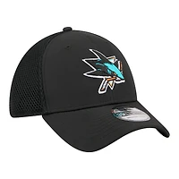 Men's New Era  Black San Jose Sharks Logo 39THIRTY Flex Hat