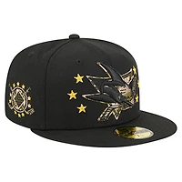Men's New Era  Black San Jose Sharks Military Appreciation Digital Camo Stars 59FIFTY Fitted Hat