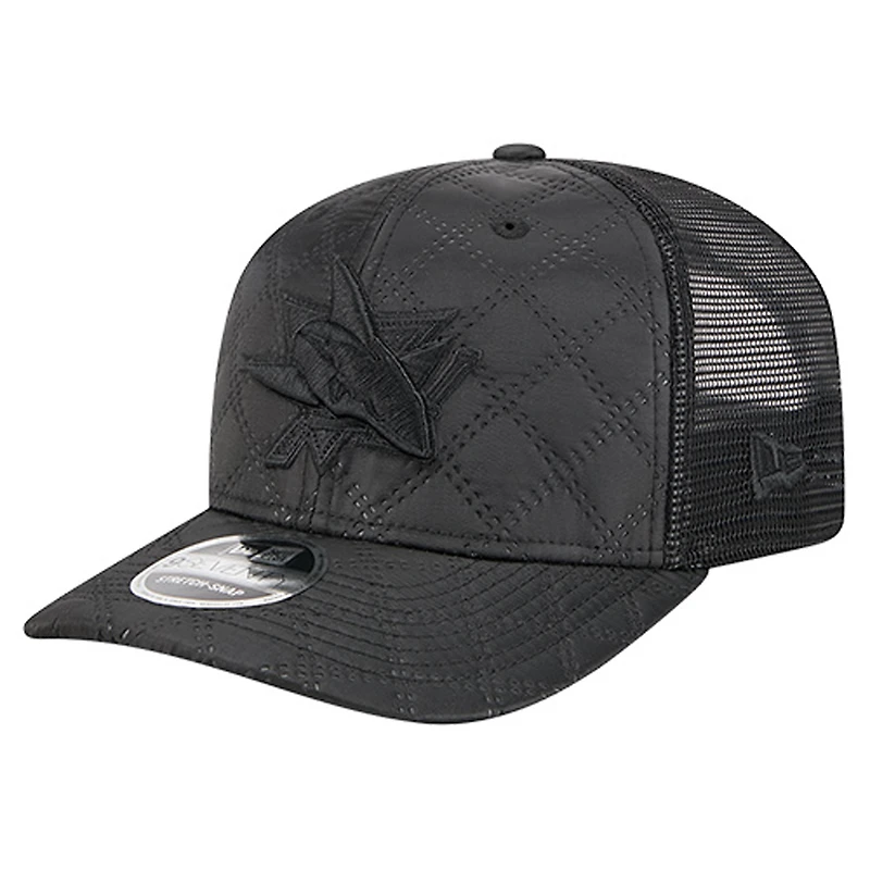 Men's New Era Black San Jose Sharks Quilted Nylon 9SEVENTY Adjustable Trucker Hat