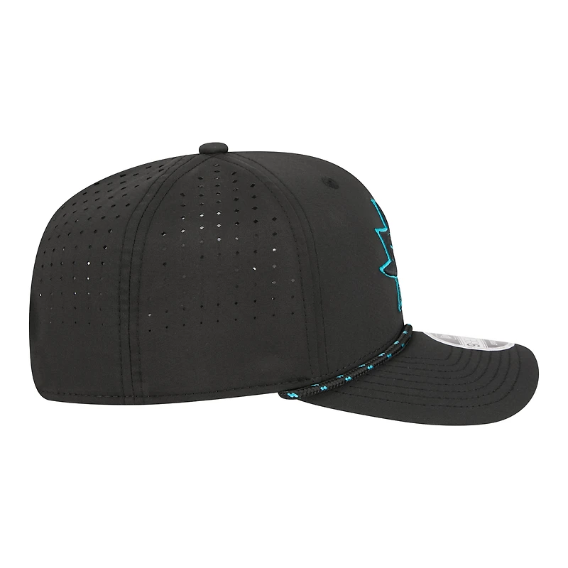 Casquette New Era noire San Jose Sharks Sport Vented 9SEVENTY pour homme, ajustable par corde