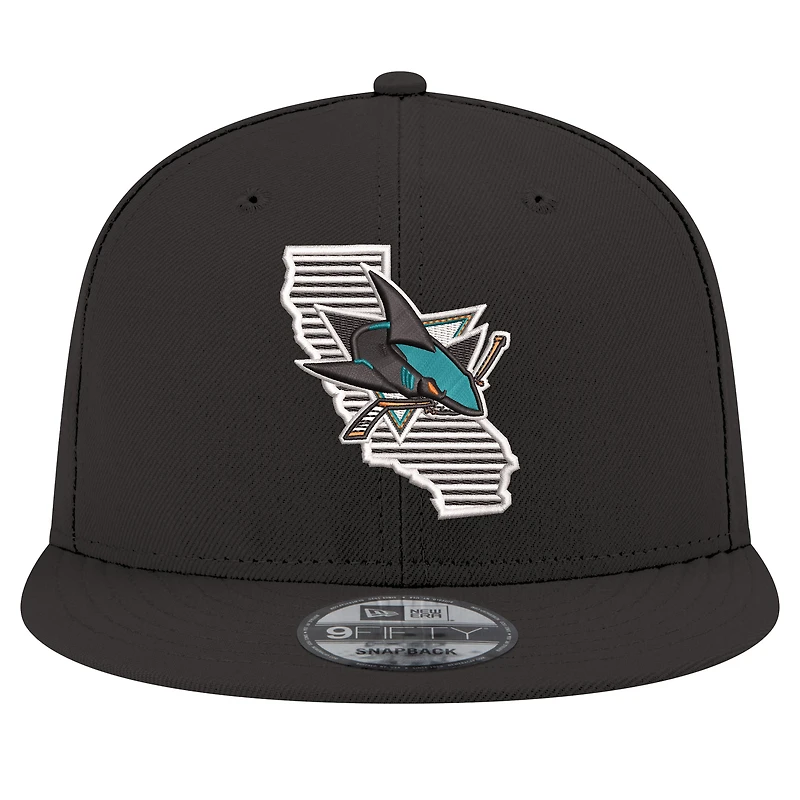 Casquette snapback 9FIFTY noire New Era pour homme, motif State Pride des Sharks de San Jose