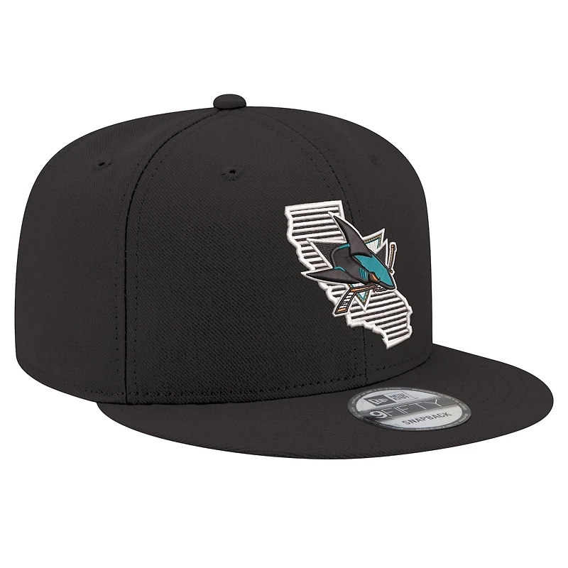 Casquette snapback 9FIFTY noire New Era pour homme, motif State Pride des Sharks de San Jose