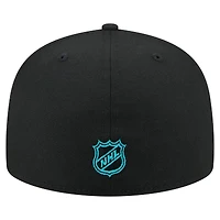 Casquette ajustée New Era 59FIFTY noire pour homme, motif State Stitch des Sharks de San Jose