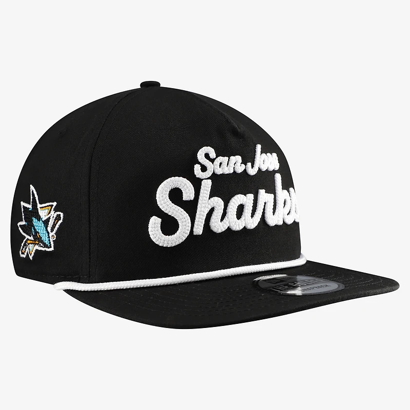 Men's New Era  Black San Jose Sharks Team Text Golfer Adjustable Hat