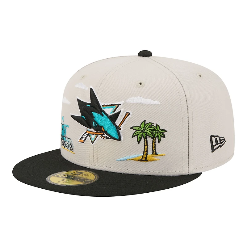 Men's New Era  Tan/Black San Jose Sharks Localized City Icon 59FIFTY Fitted Hat