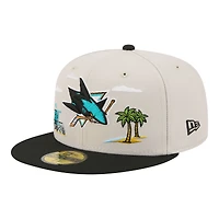 Men's New Era  Tan/Black San Jose Sharks Localized City Icon 59FIFTY Fitted Hat
