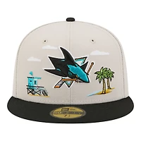 Casquette ajustée New Era 59FIFTY pour homme, beige/noir, San Jose Sharks, modèle Localized City Icon