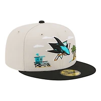 Casquette ajustée New Era 59FIFTY pour homme, beige/noir, San Jose Sharks, modèle Localized City Icon