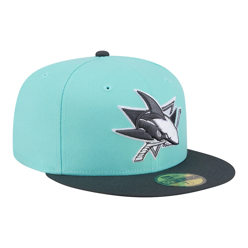 Men's New Era Turquoise/Charcoal San Jose Sharks Two-Tone Color Pack 59FIFTY Fitted Hat