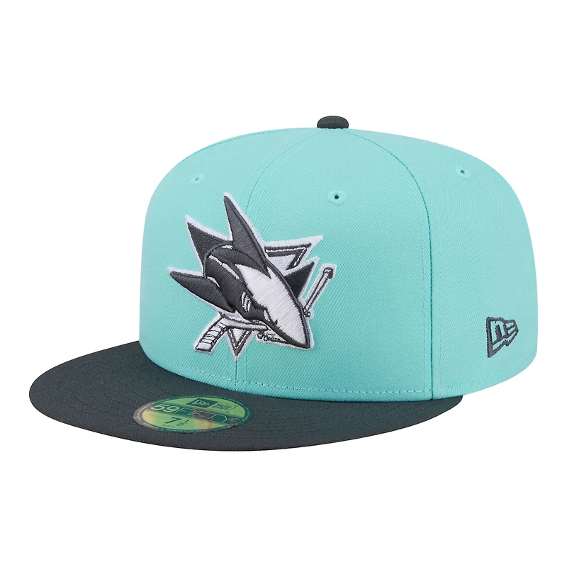 Men's New Era Turquoise/Charcoal San Jose Sharks Two-Tone Color Pack 59FIFTY Fitted Hat
