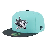 Men's New Era  Turquoise/Charcoal San Jose Sharks Two-Tone Color Pack 59FIFTY Fitted Hat
