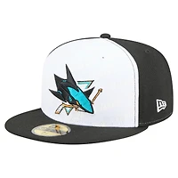 Men's New Era White/Black San Jose Sharks Repeat Two-Tone 59FIFTY Fitted Hat