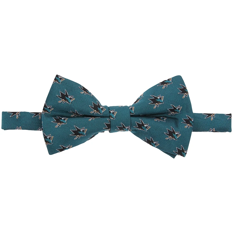 Nœud papillon pour homme, bleu sarcelle, motif répété des Sharks de San Jose