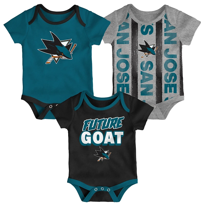 Ensemble de trois bodies pour nouveau-né des San Jose Sharks Loyal Buddies