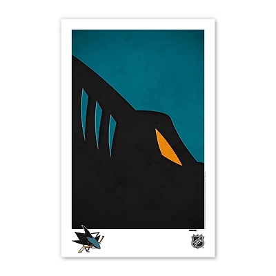 Affiche minimaliste avec logo des Sharks de San Jose 11" x 17"