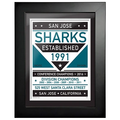 San Jose Sharks - 12'' x 16'' Dual Tone Framed Artwork