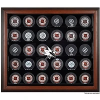 Vitrine de présentation marron pour 30 rondelles des Sharks de San Jose