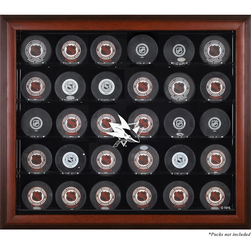 Vitrine de présentation en acajou pour 30 rondelles des Sharks de San Jose