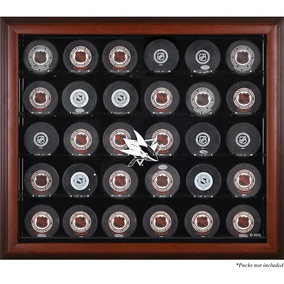 Vitrine de présentation en acajou pour 30 rondelles des Sharks de San Jose