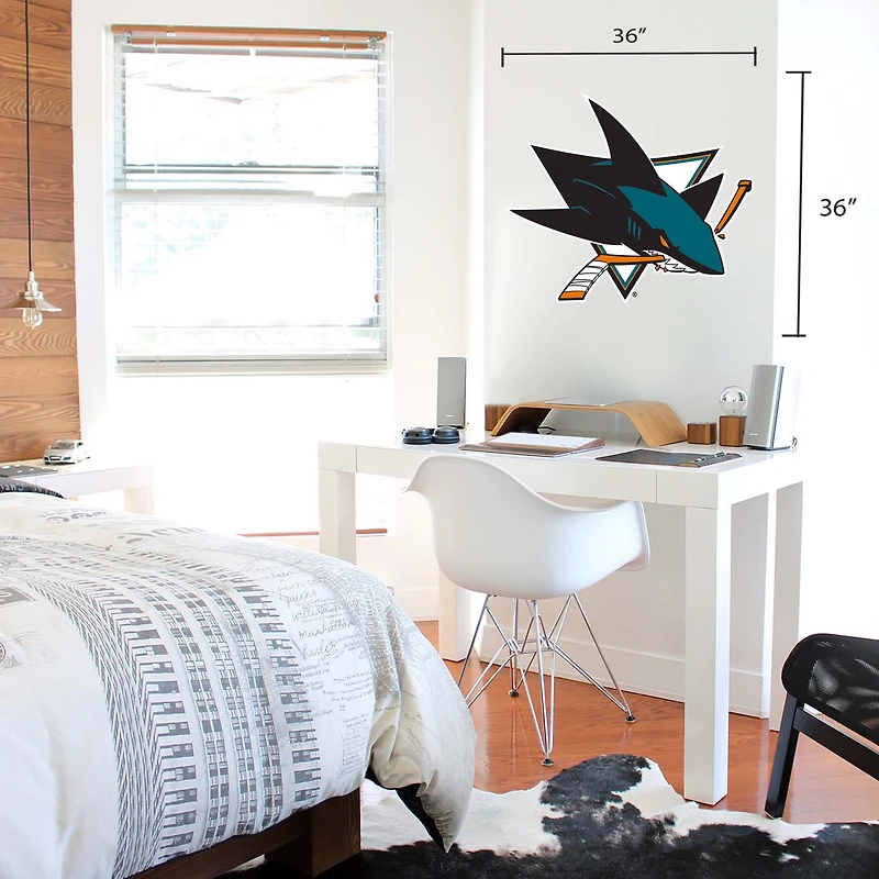 San Jose Sharks - 36'' x 36'' Décalcomanie murale en vinyle repositionnable par équipe