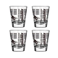 Lot de 4 verres à liqueur de 56 ml des Sharks de San Jose
