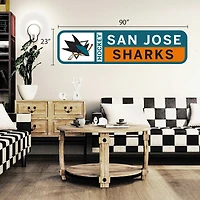 Requins de San Jose - 90'' x 23'' Sticker mural repositionnable avec logo d'équipe