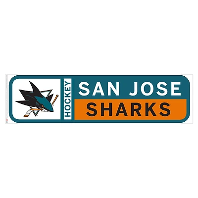 Requins de San Jose - 90'' x 23'' Sticker mural repositionnable avec logo d'équipe