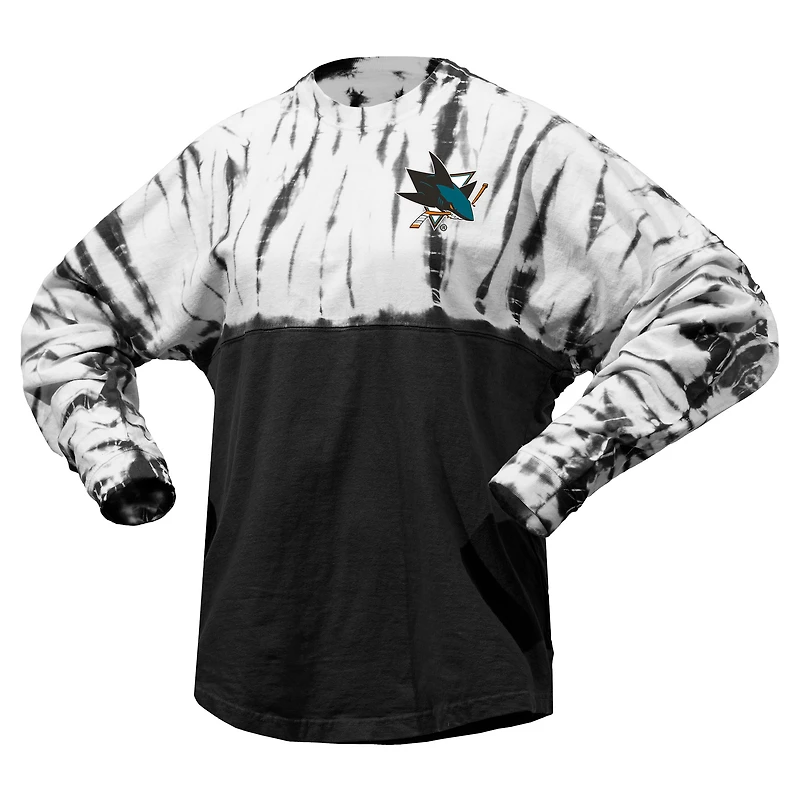 T-shirt unisexe Spirit Jersey noir San Jose Sharks Crystal Half Dye à manches longues