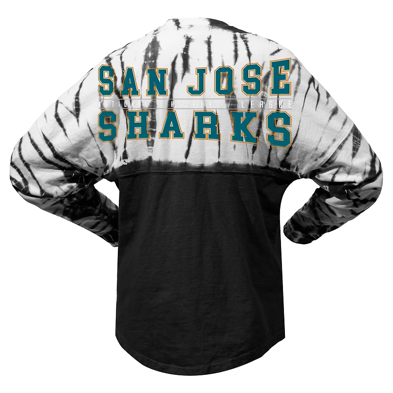 T-shirt unisexe Spirit Jersey noir San Jose Sharks Crystal Half Dye à manches longues