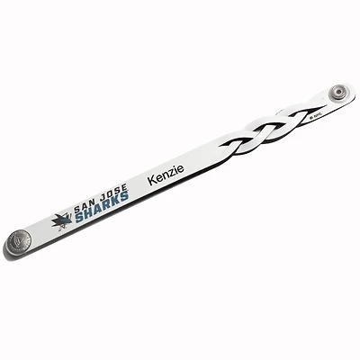 Bracelet tressé en cuir blanc San Jose Sharks personnalisé